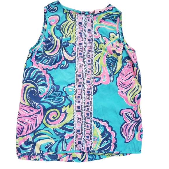 Lily Pulitzer Iona Shell Private Island Silk Sleeveless Blouse XXS - Picture 1 of 7